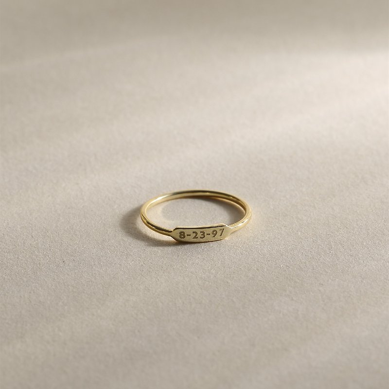訂製化飾物 925純銀刻字首字母戒指 精緻簡約可疊戴戒指 交換禮物 - 戒指 - 銀 金色