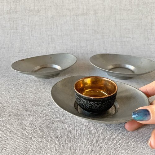 日式京都清課堂錫製茶托│日式工藝江戶時代典雅細膩瑞文堂｜茶壺