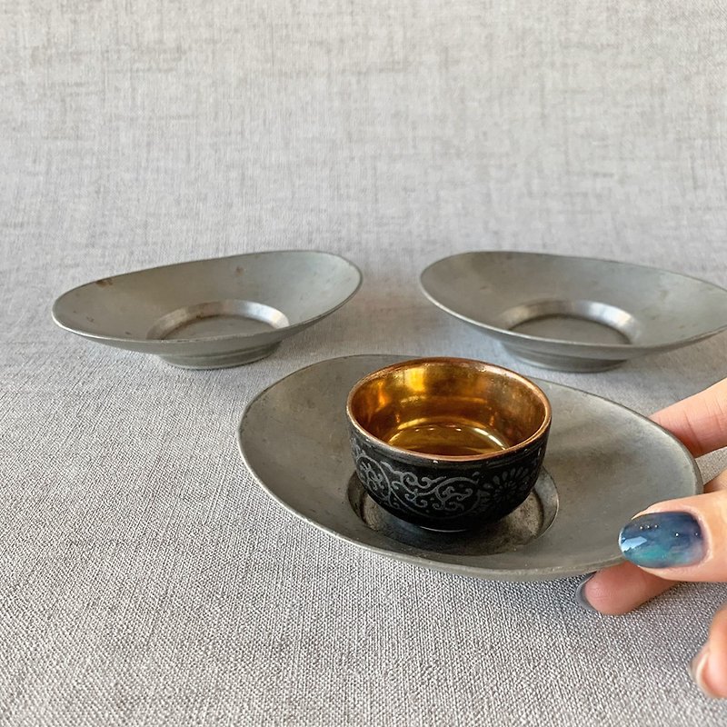 Japanese Style Kyoto Kiyoshi Classroom Pewter Saucer│Japanese Crafts Edo Period Elegance and Delicate - Teapots & Teacups - Other Metals Silver