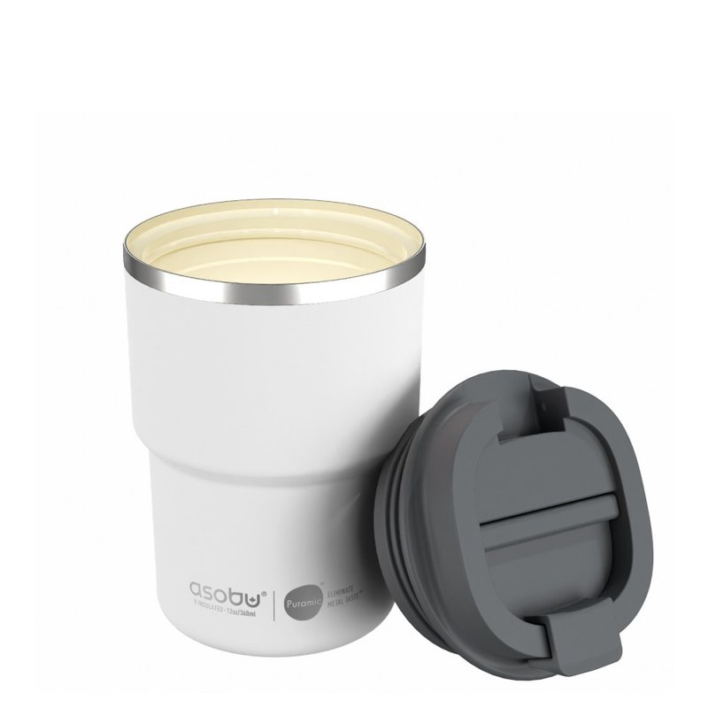 Asobu 390ml Coffee Express Tumbler with Ceramic Coating and Leakproof Lid - กระบอกน้ำร้อน - สแตนเลส สีเขียว