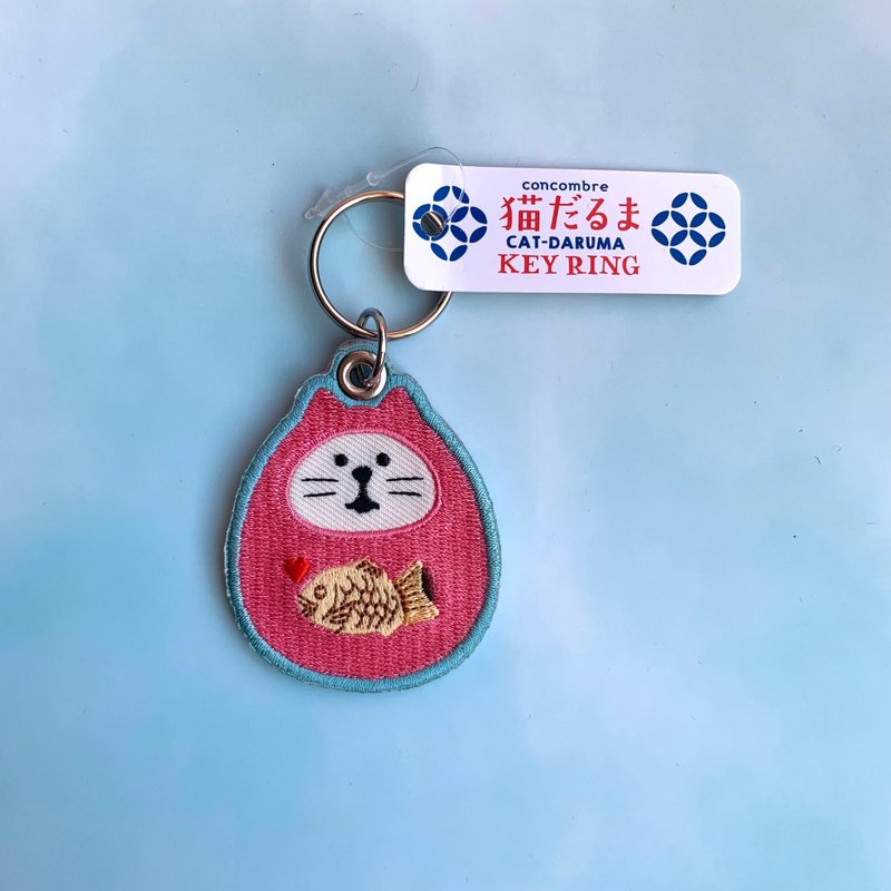 達摩招財貓與鯛魚燒-鑰匙圈-日本吉祥物(2入/組) - 鑰匙圈/鑰匙包 - 尼龍 