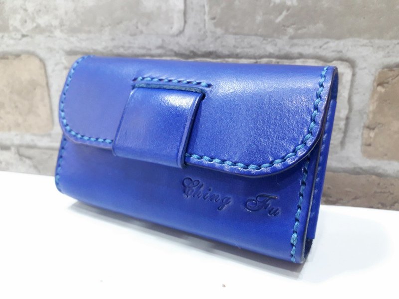 植鞣皮 手作手染雙層名片包 卡片包 可客製顏色 免費打印英文字 - 名片夾/名片盒 - 真皮 多色