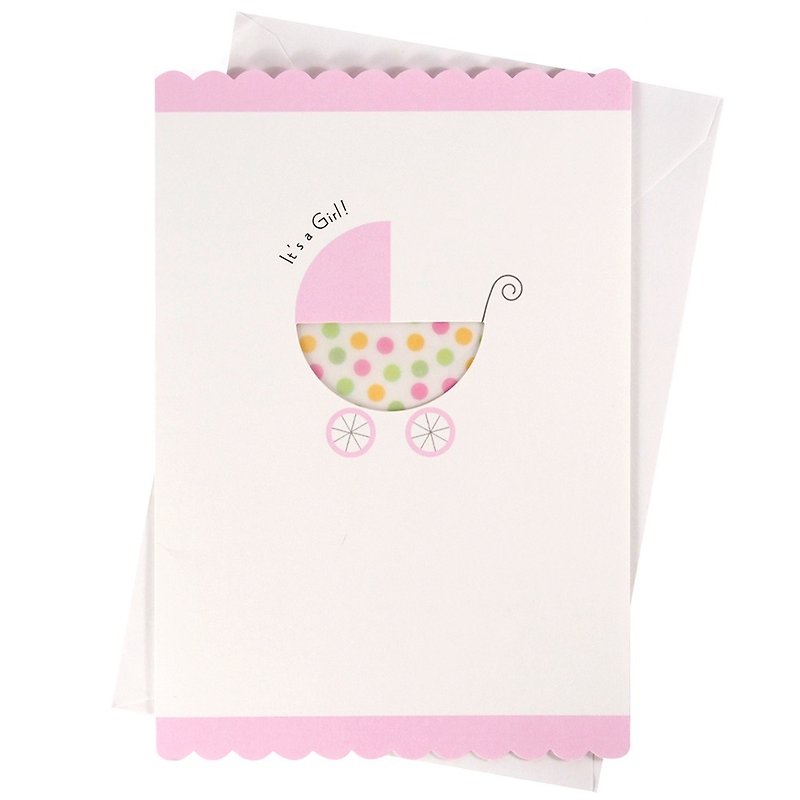 女孩專屬粉紅包巾【Hallmark-卡片 寶貝賀喜】 - 心意卡/卡片 - 紙 粉紅色