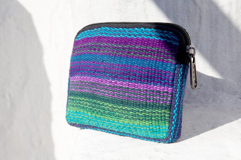 Valentine's Day gift limit a hand-woven Storage bag / national wind bag / camera bag / cosmetic bag / cell phone bag / clutch - Ethnic violet line - Coin Purses - Cotton & Hemp Multicolor