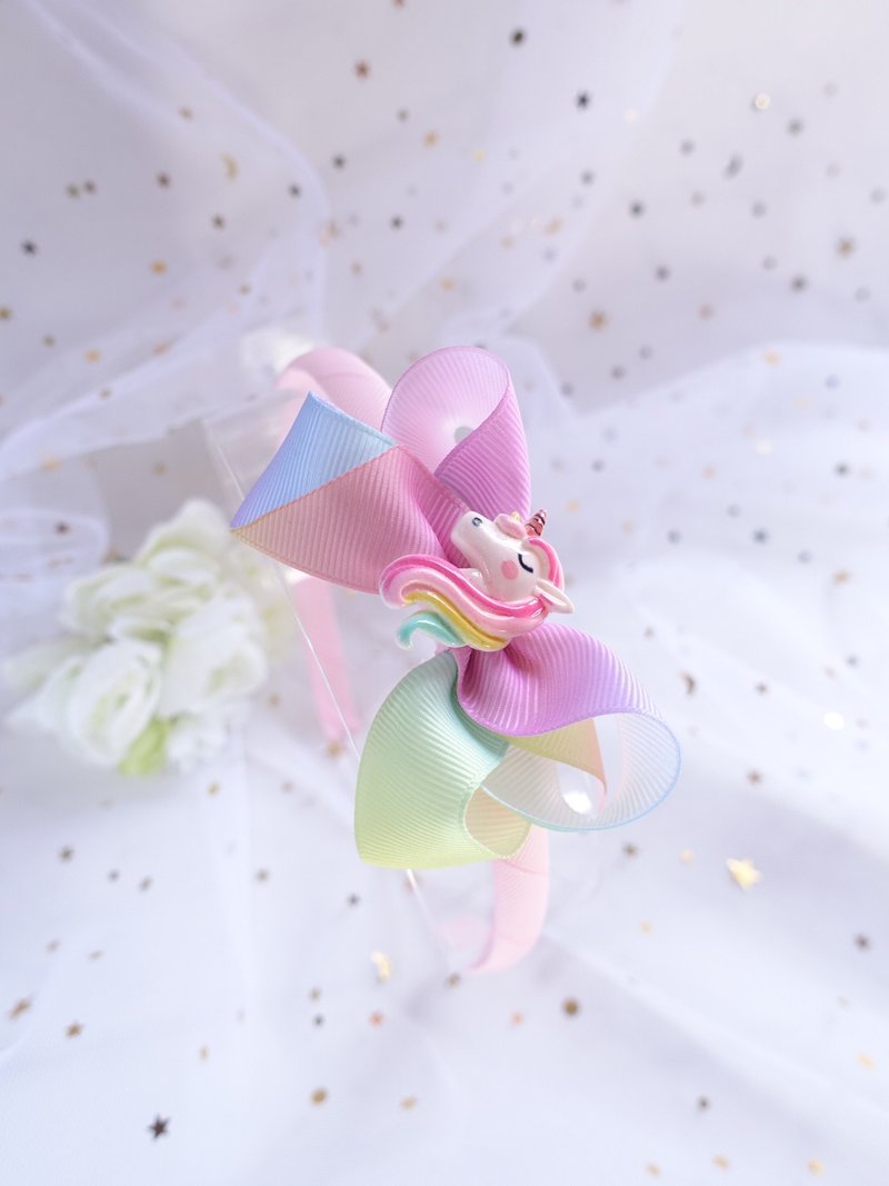 獨角獸 unicorn 蝴蝶結髮箍 兒童頭箍 髮飾 - 髮夾/髮圈 - 其他材質 