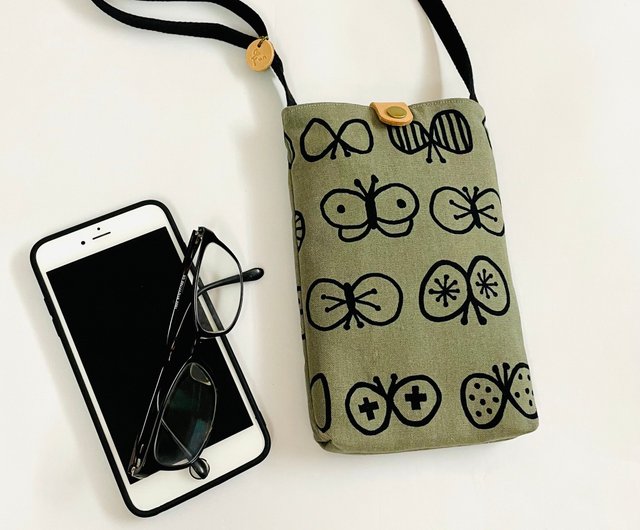 Minagawa Akira style butterfly. Mobile phone sling bag. Zip inside