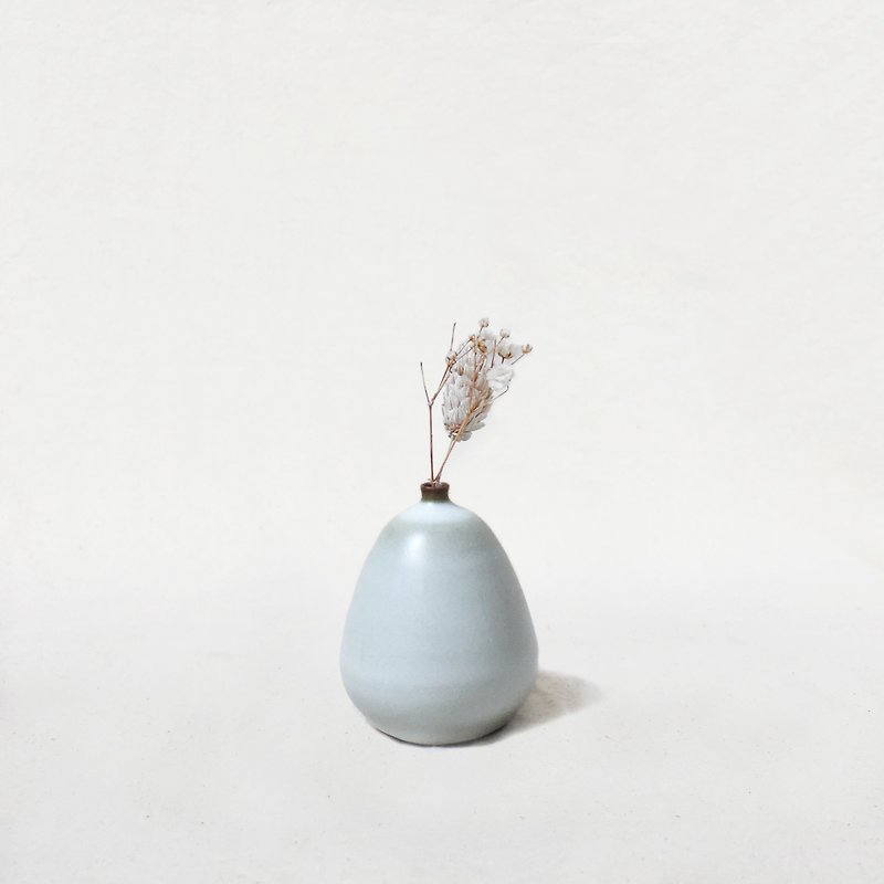 ミニハンドメイドセラミックの花 - オーバル（白） - 花瓶・植木鉢 - 陶器 ホワイト