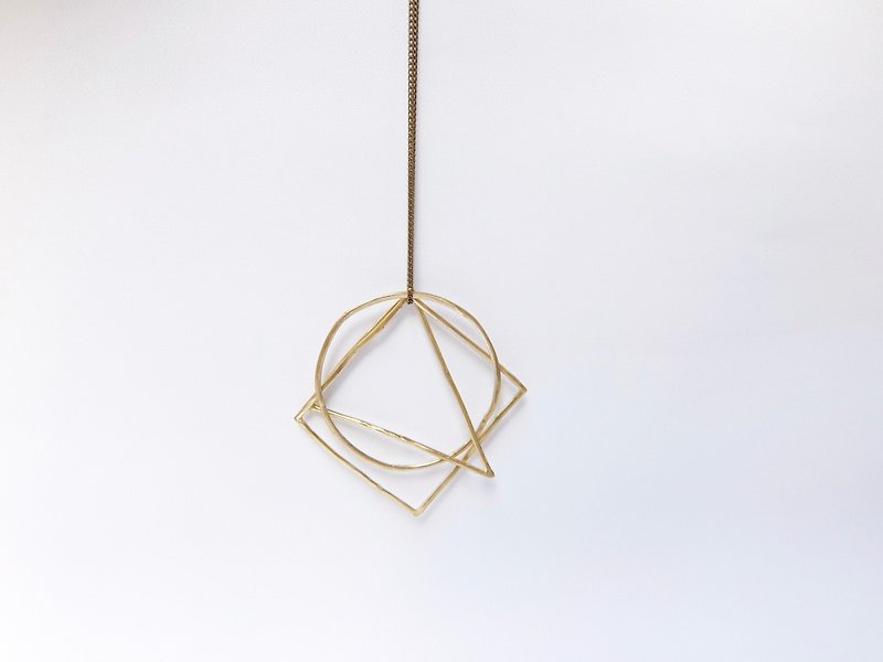 Bronze geometry necklace - สร้อยคอ - โลหะ สีทอง
