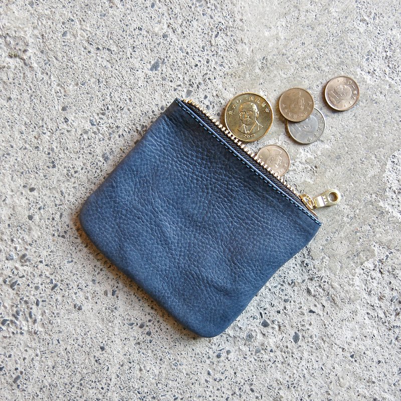 Thin leather coin purse-blue vegetable tanned cowhide coins and cards are all loaded in [LBT Pro] - Coin Purses - Genuine Leather Blue
