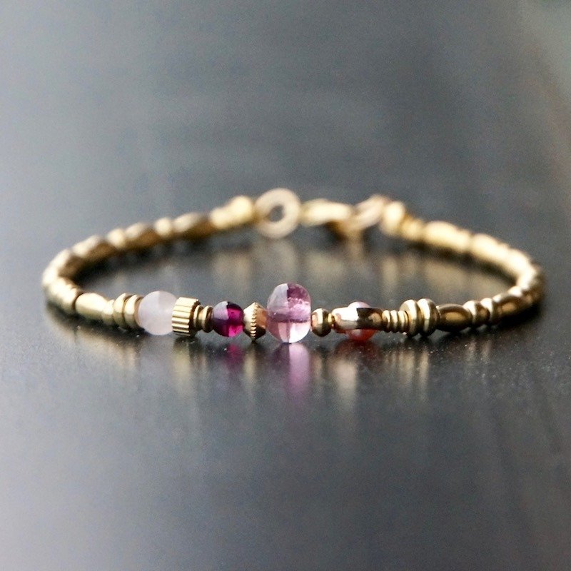 ITS-B903 [brass, gemstone, Venus] 1 tourmaline / pearl / brass buckle bracelet. - Bracelets - Other Metals Gold