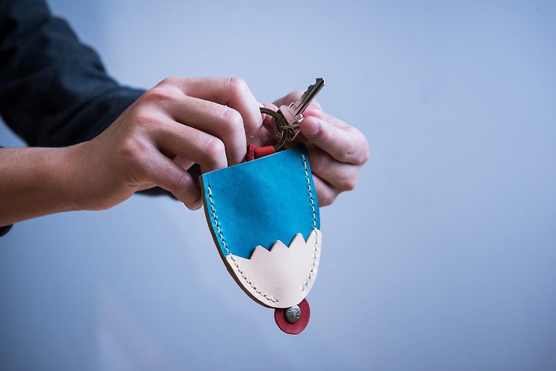Mount Fuji key bag leather key ring wedding small things grow old together [free lettering 1-7 characters] - ที่ห้อยกุญแจ - หนังแท้ 