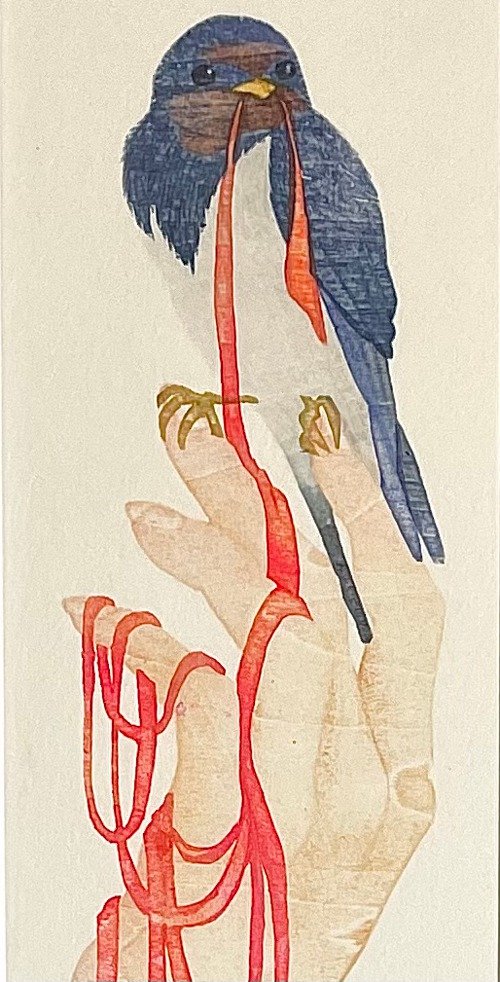 額付き】 木版画 短冊 紡いで - ショップ Chie kuroda/woodblock