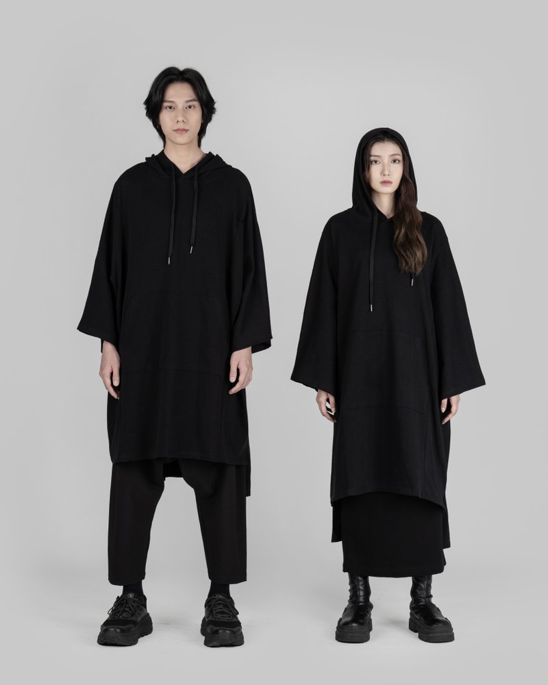 Hooded Poncho - Unisex Hoodies & T-Shirts - Cotton & Hemp Black