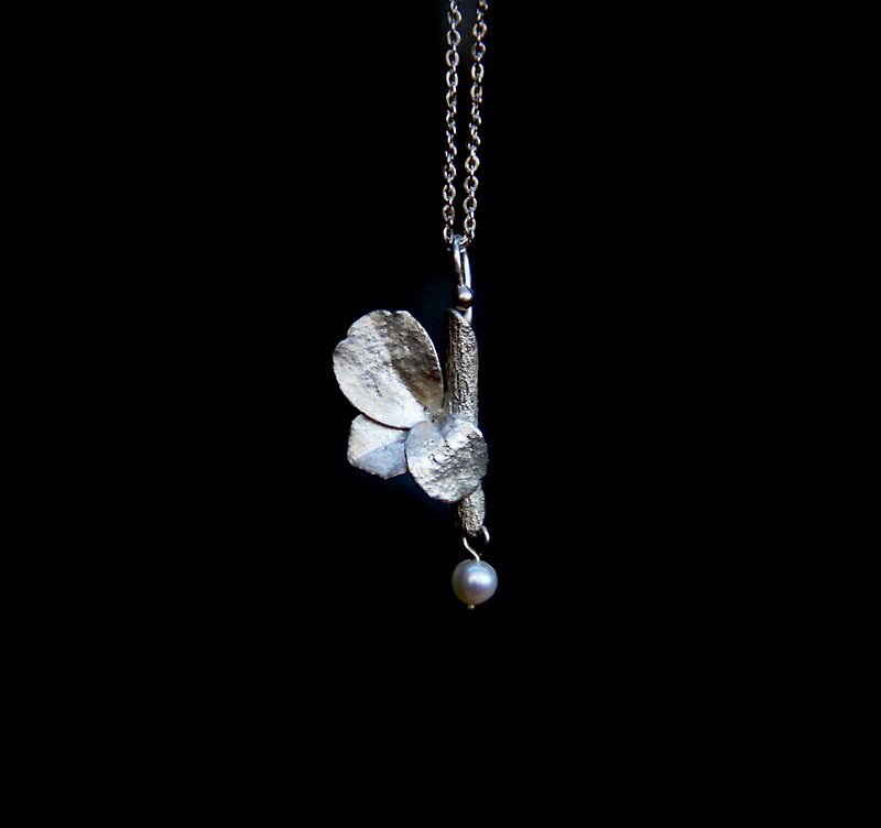 植物寫實系列 - 福建茶 珍珠 - 925純銀手作項鍊 銀飾 禮物 包裝 - 項鍊 - 其他金屬 銀色