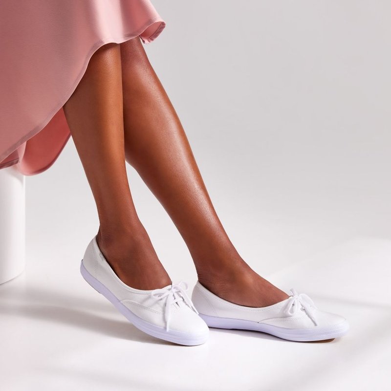 Keds THE MINI CANVAS 經典小清新懶人娃娃鞋 冰川白 WF67065 - 女款休閒鞋 - 其他材質 
