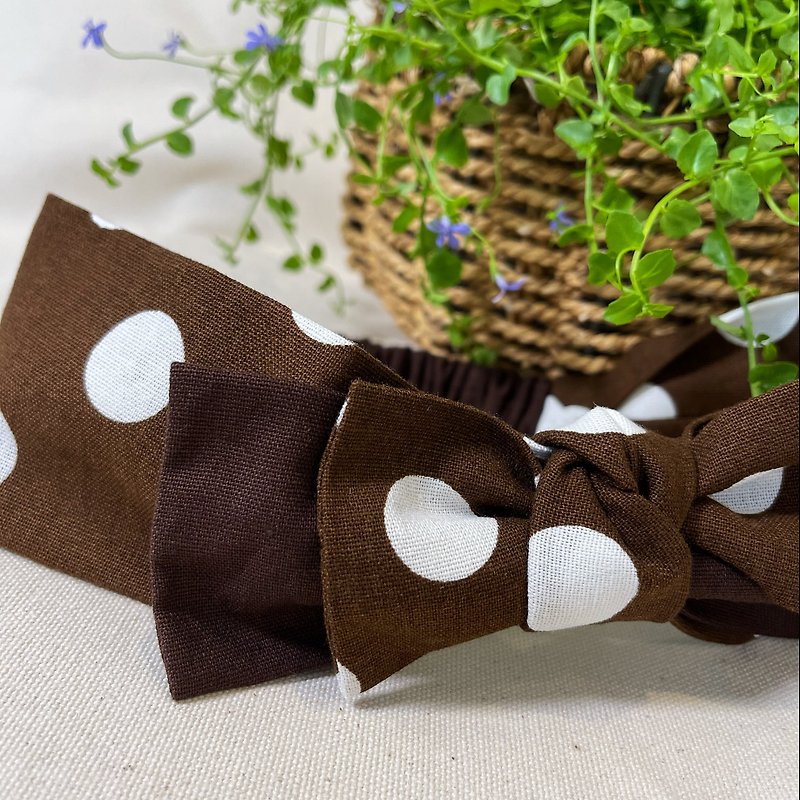 Dot three-dimensional double bow headband can be customized for children - Headbands - Cotton & Hemp Brown