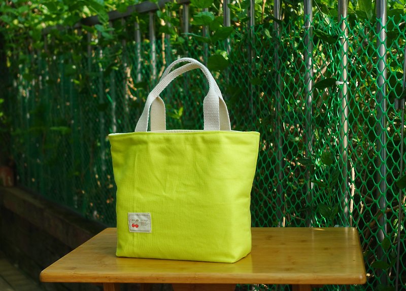 檸檬黃手提袋  到處跑    (小,S-size) - 化妝袋/收納袋 - 棉．麻 綠色