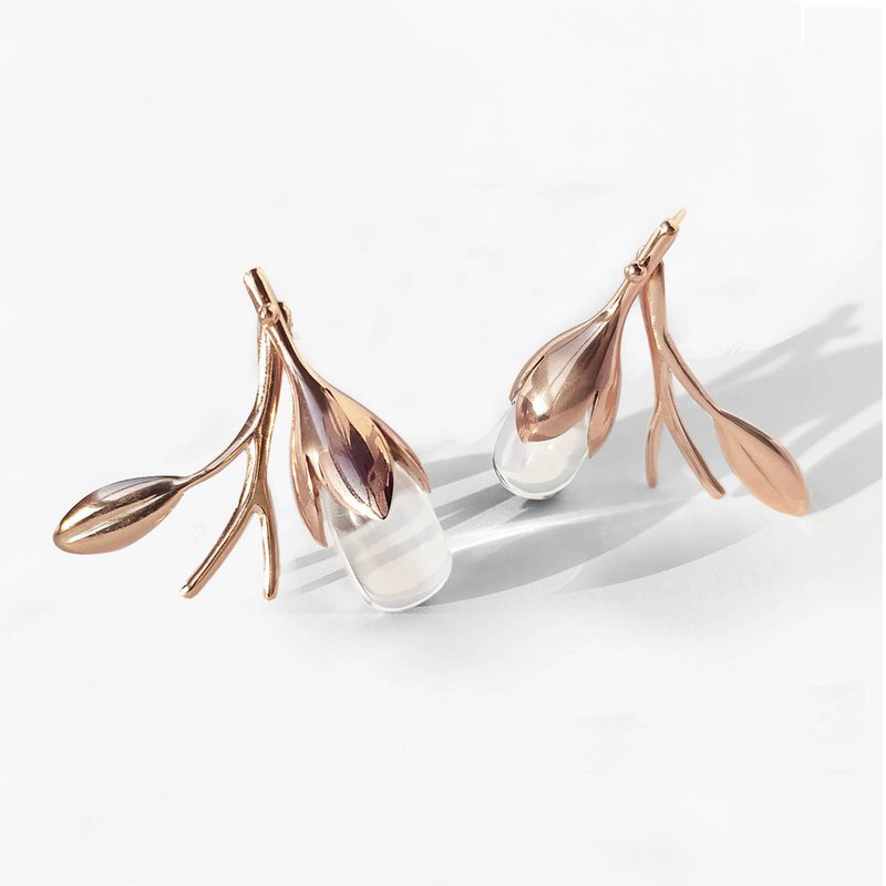 【雙11折扣】Silver Earrings , Quartz earrings, stud earrings ,dew drop - 耳環/耳夾/耳骨夾 - 純銀 