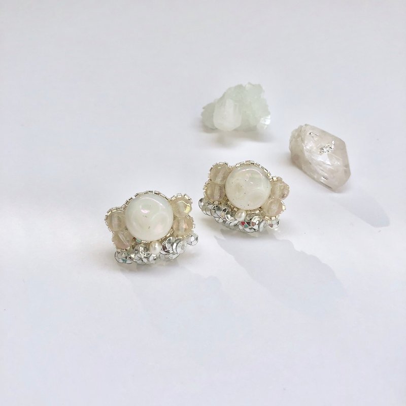 Ore Earrings 1. - Earrings & Clip-ons - Glass White