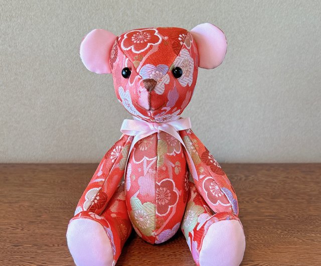 和風テディベア 花柄 くまのぬいぐるみ 日本伝統生地 無料ギフト