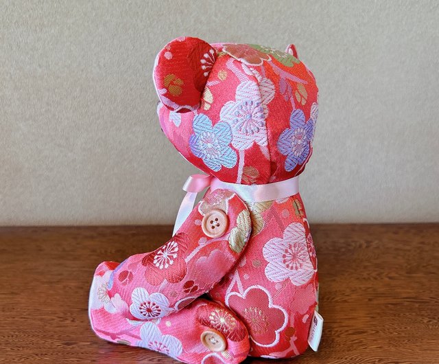 和風テディベア 花柄 くまのぬいぐるみ 日本伝統生地 無料ギフト