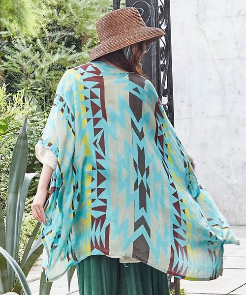 Saibaba Ethnique 【熱門預購】抗UV 防曬ortega 復古外搭 罩衫披巾(3色)IACP4101
