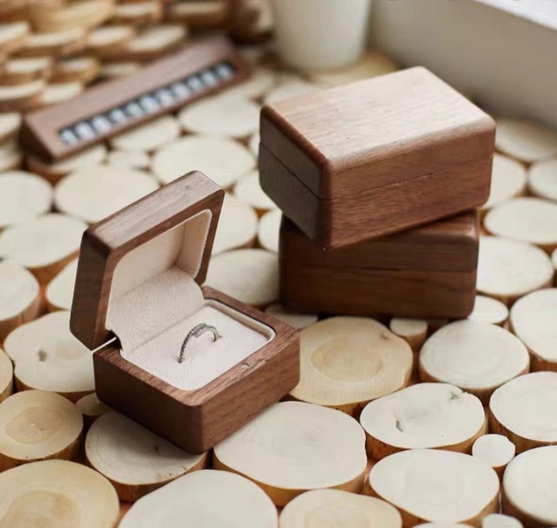 戒指盒  單戒雙戒盒  求婚訂婚用品 - 收納箱/收納用品 - 木頭 