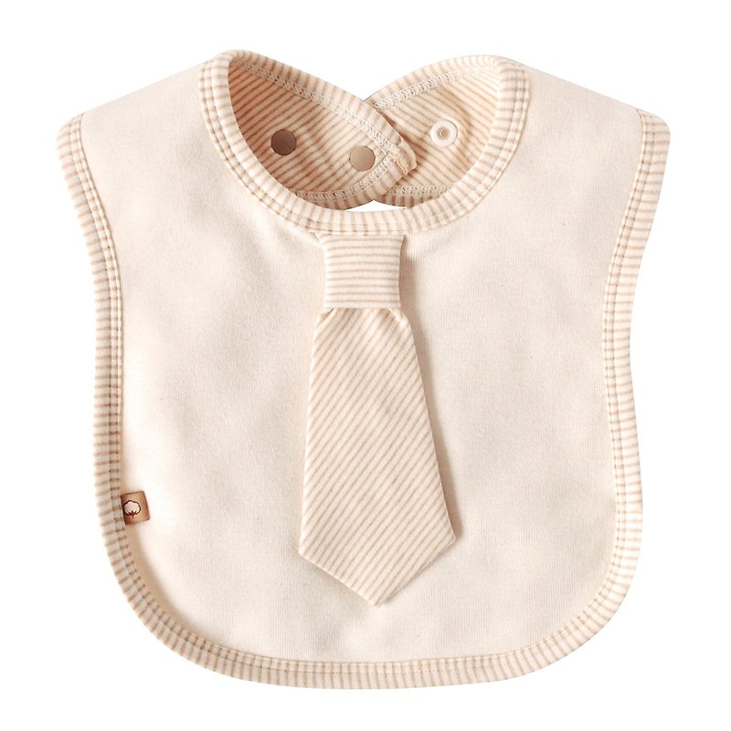 【SISSO Organic Cotton】French Classic Little Gentleman Bib - ผ้ากันเปื้อน - ผ้าฝ้าย/ผ้าลินิน ขาว