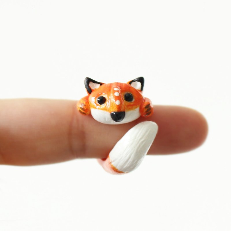 小狐狸戒指 - 手造指環 *獨一無二的愛 - 戒指 - 陶 橘色