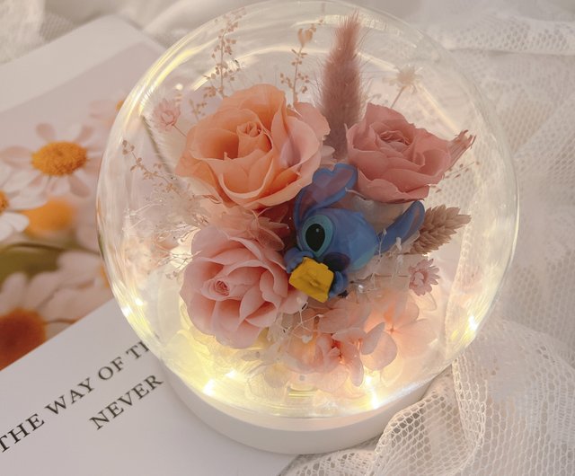 Lilo and Stitch/Stitch/Eternal Flower/Dried Flower/Night Light/Glass Cup/ Glass Cover - Shop huayiflowerdesign Dried Flowers & Bouquets - Pinkoi