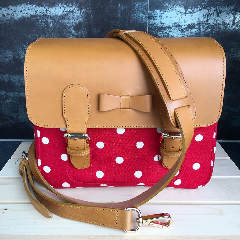 Red Polkadot Mirrorless Camera bag - Camera Bags & Camera Cases - Genuine Leather Red