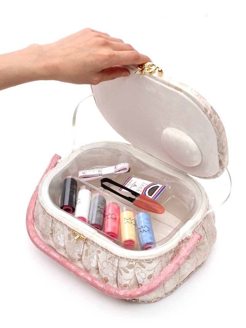 Cosmos Jacquard sewing kit storage box - 居家收納/收納盒/儲物盒 - 棉．麻 粉紅色