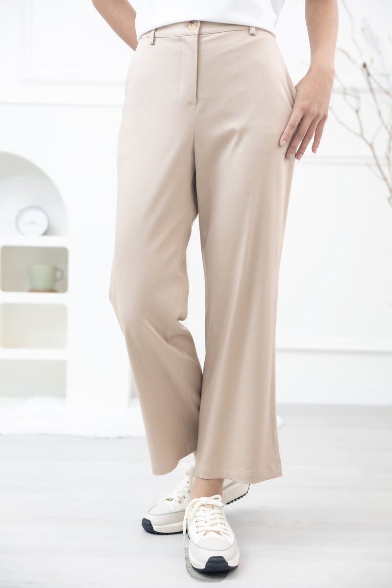 Khaki trousers with leg slits - Women's Pants - Other Materials Khaki