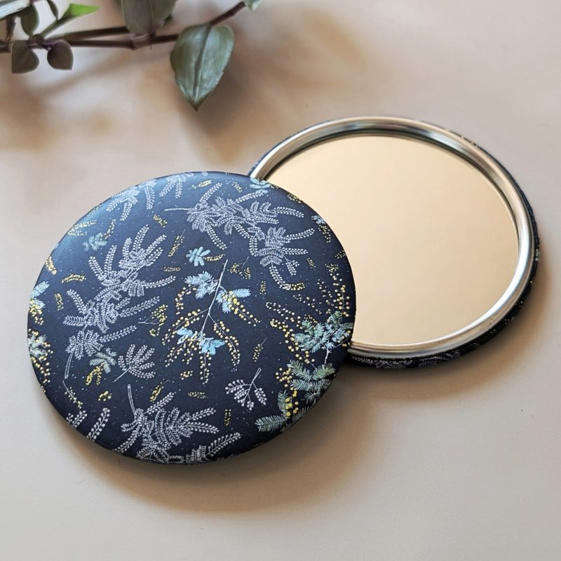 [Perfectly round hand mirror] Mimosa on a starry night - Other - Glass Blue