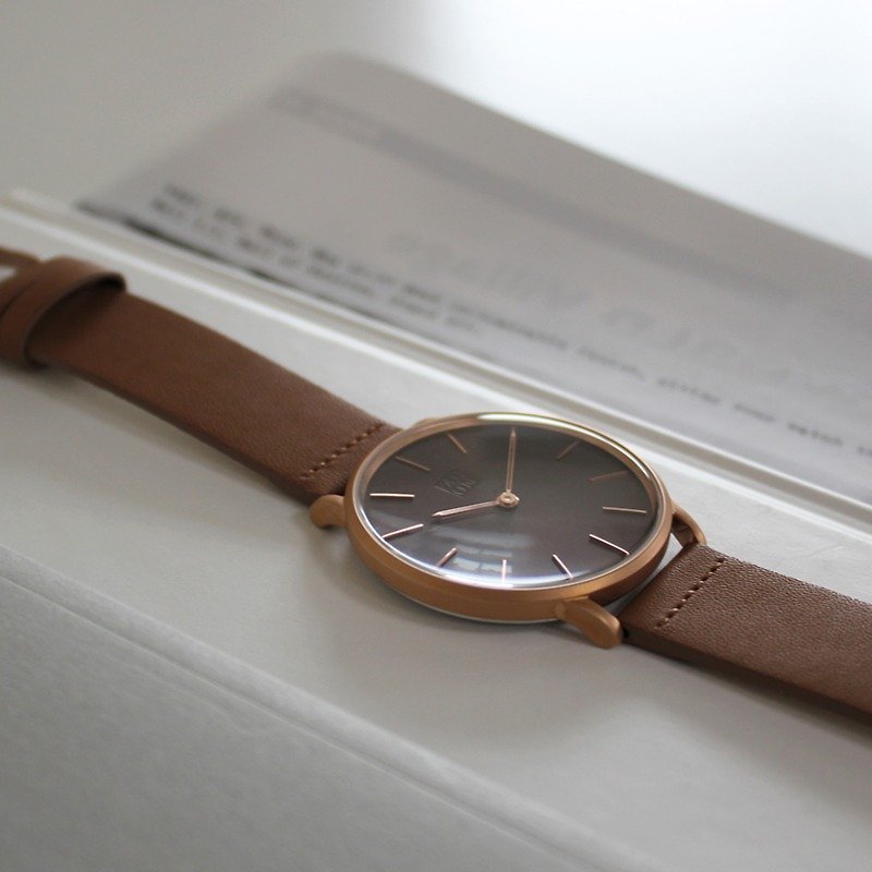 ZOOM THIN 5010 minimalist ultra-thin watch - dark brown - Women's Watches - Genuine Leather Brown