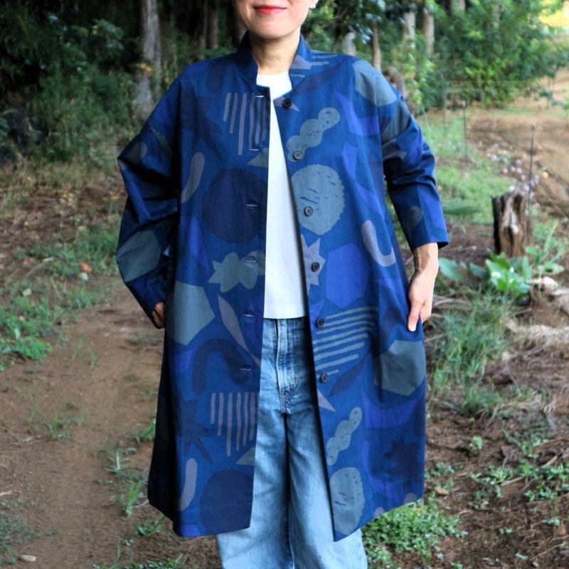 アトリエコート　テンキ　夜空　天気 - 洋裝/連身裙 - 棉．麻 藍色