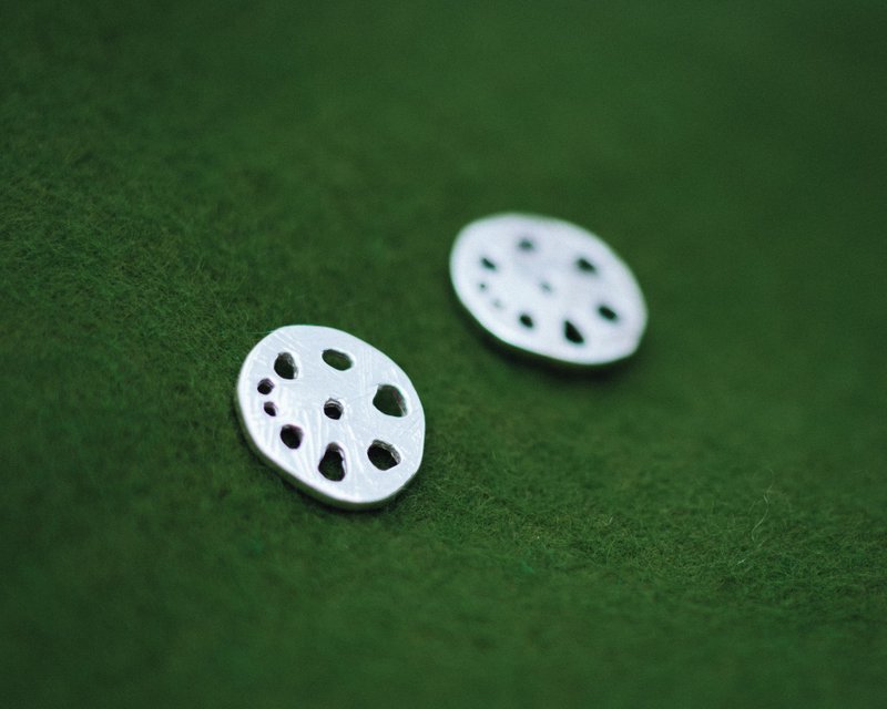 Lotus Root earrings - round earrings - Japanese - wabi sabi - hypoallergenic - Earrings & Clip-ons - Silver Silver