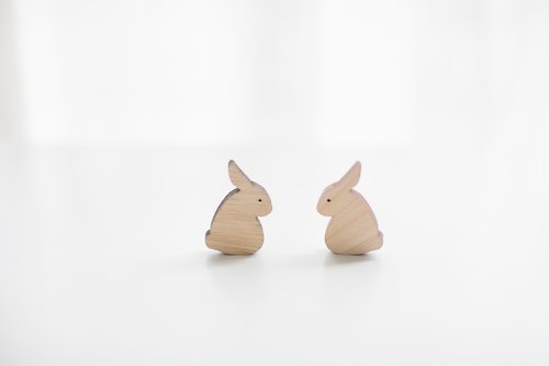 WOOD515 客製化七夕情人節姓名禮物白木/美檜原木淺色造型木 - 餅乾兔