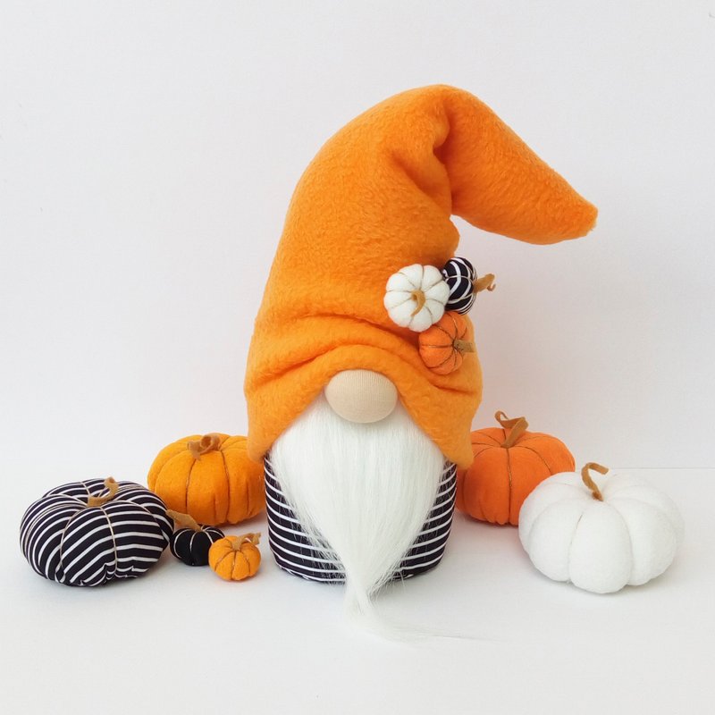 Halloween Gnome Fall Gnomes Pumpkin Gnome Stuffed Gnome Dolls Autumn Gnome - 公仔/玩偶 - 環保材質 橘色