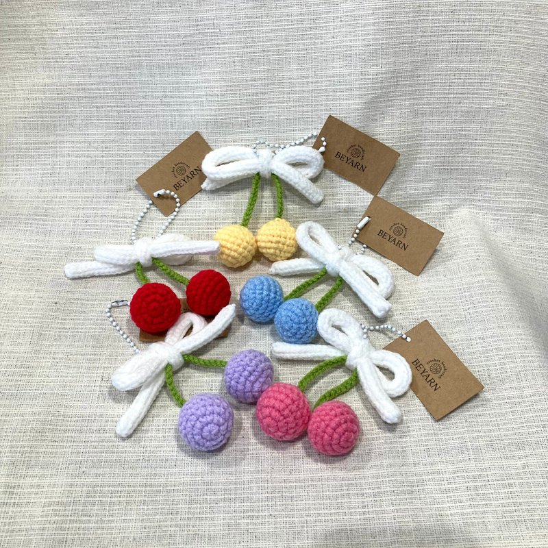 cherry charm keychain - 鑰匙圈/鑰匙包 - 棉．麻 