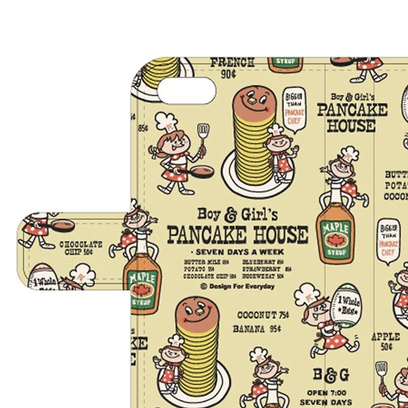 Boy & Girl's Pancake House iPhone6 ​​/ 6s iPhone7 notebook type case [order product] - เคส/ซองมือถือ - หนังแท้ สีเหลือง