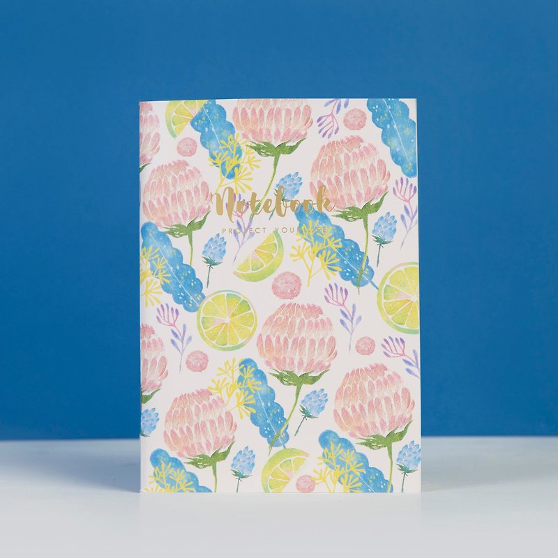 Blank / Light Blue Checkered Notebook - Lemon - สมุดบันทึก/สมุดปฏิทิน - กระดาษ สีเหลือง
