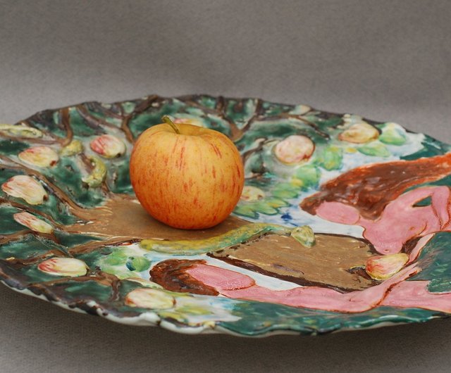 アダムとイブ大きなセラミックプレート壁の装飾プレート抽象芸術