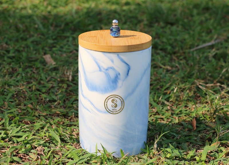 Pet ashes/hair/memorial bottle - L size-marble-blue - Custom Pillows & Accessories - Pottery Blue