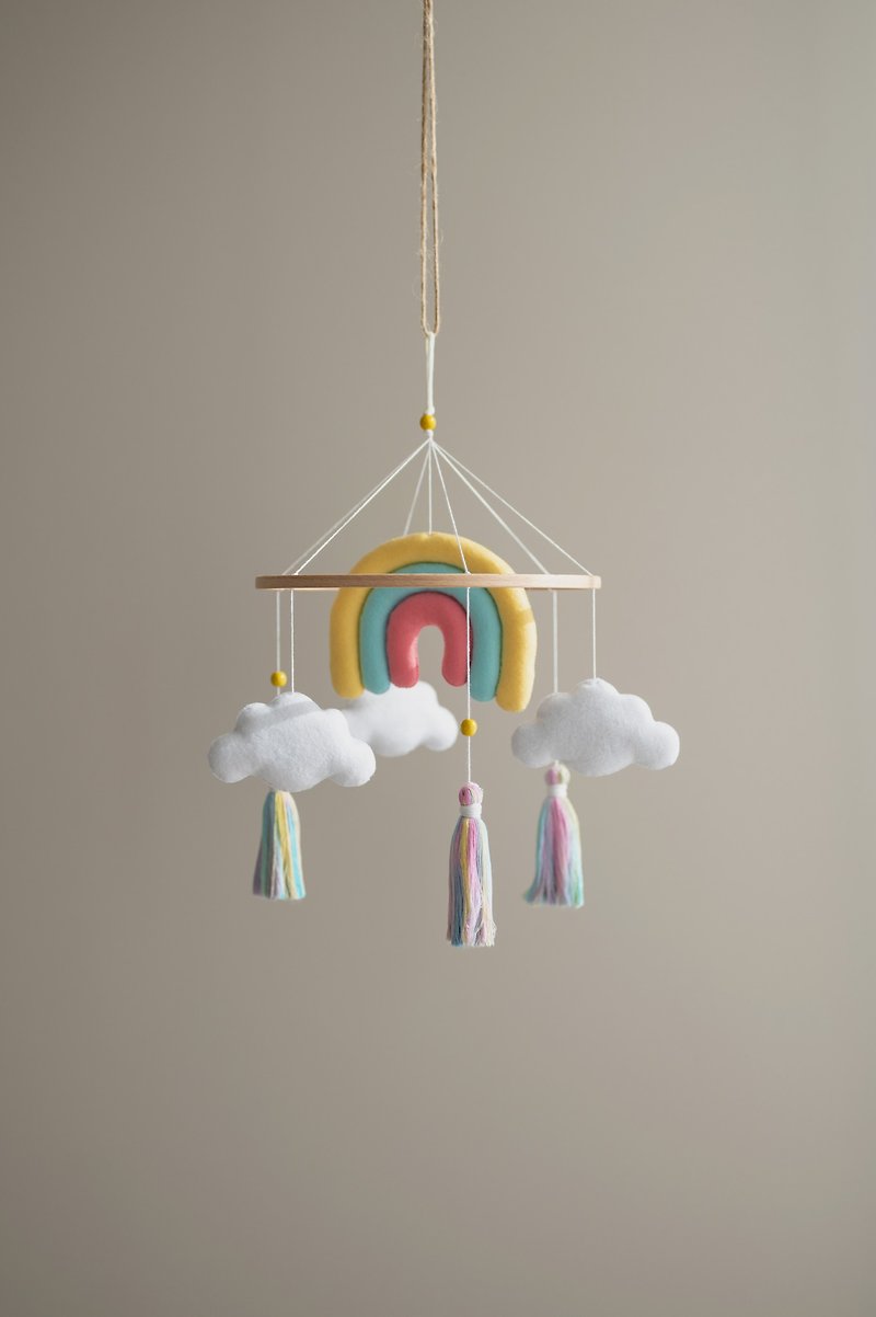 Rainbow baby mobile, colorful nursery decor, celestial nursery - 寶寶/兒童玩具/玩偶 - 環保材質 多色