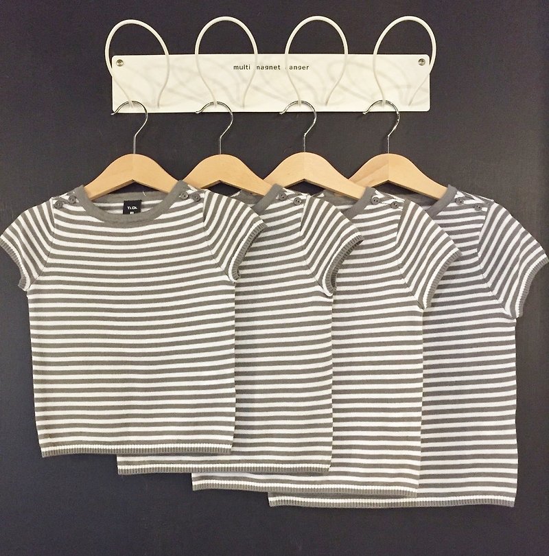[Seasonal Sale] TiDi Off-White Striped Cotton Top - Other - Cotton & Hemp Gray
