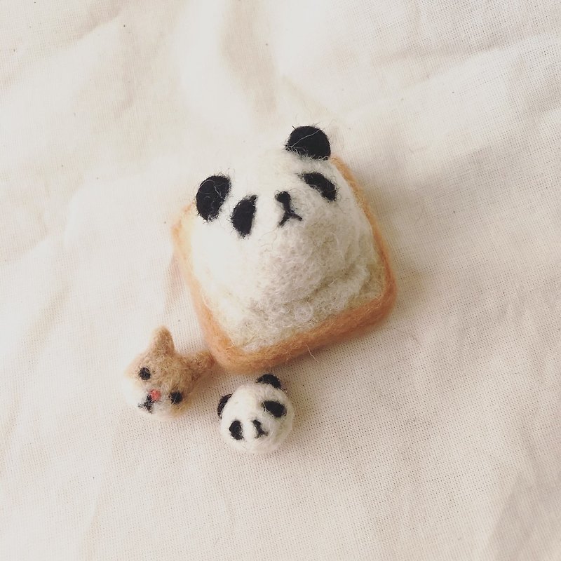 Woolfelting Ice-cream Toast_OREO Panda - Stuffed Dolls & Figurines - Wool White