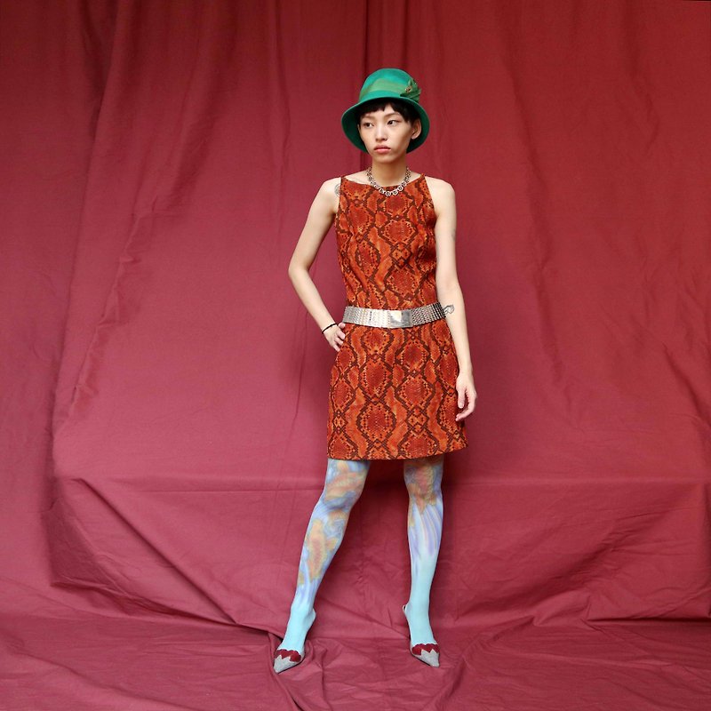Pumpkin Vintage. Ancient snake print wild sexy dress - One Piece Dresses - Polyester 
