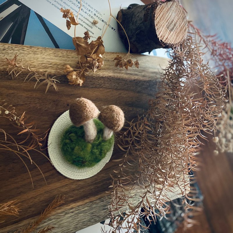 羊毛氈菇菇磁石 - 擺飾/家飾品 - 羊毛 咖啡色