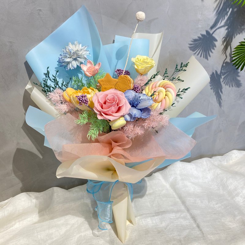 Eternal Flower Bouquet Chinese Valentine's Day Macaron Color - ช่อดอกไม้แห้ง - พืช/ดอกไม้ หลากหลายสี